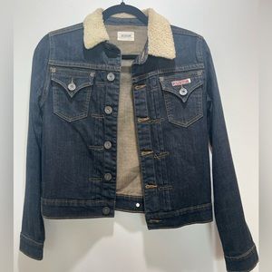 Hudson Jeans denim jacket with Sherpa-lined collar